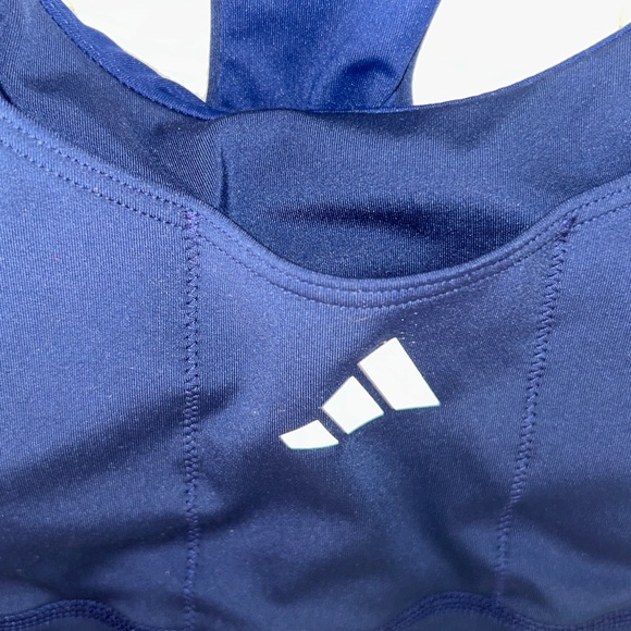 Adidas Women's RUN POCKET Dark Blue Sports Bra MED NWT - Picture 2 of 7